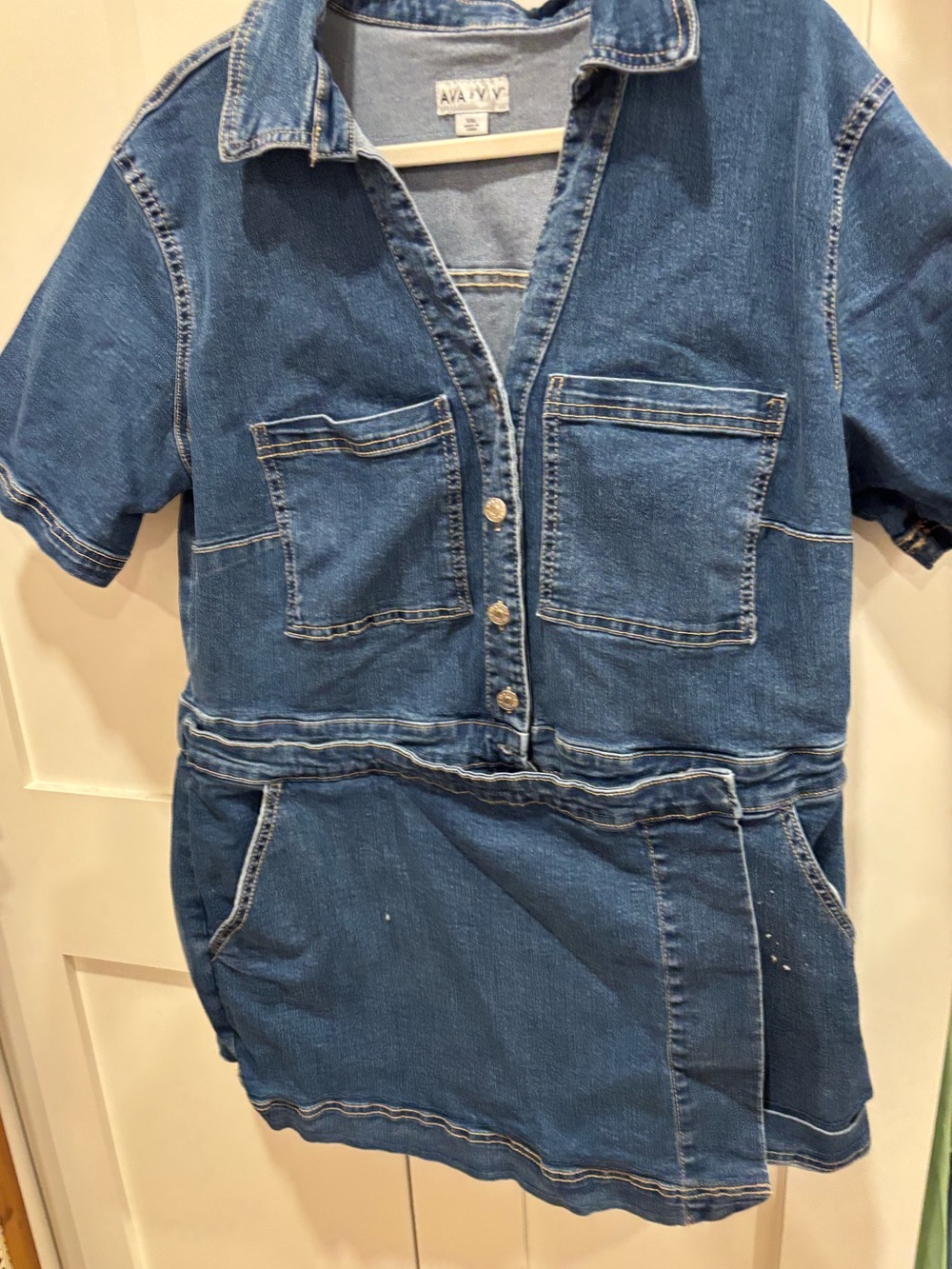 Ava & Viv Blue Denim Short-Sleeve Romper